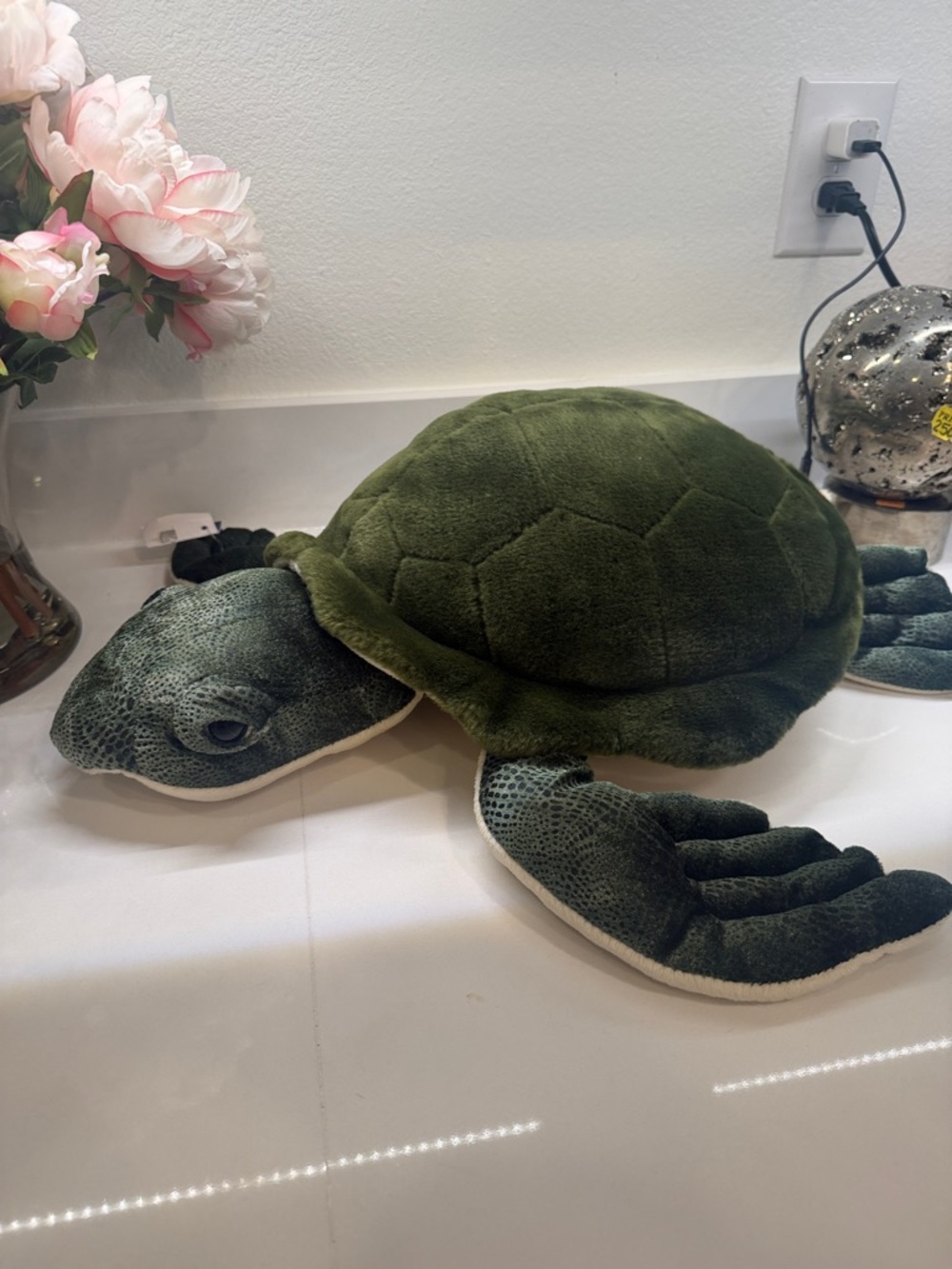 Large Plush Sea Turtle Stuffed Animal - Deep Green